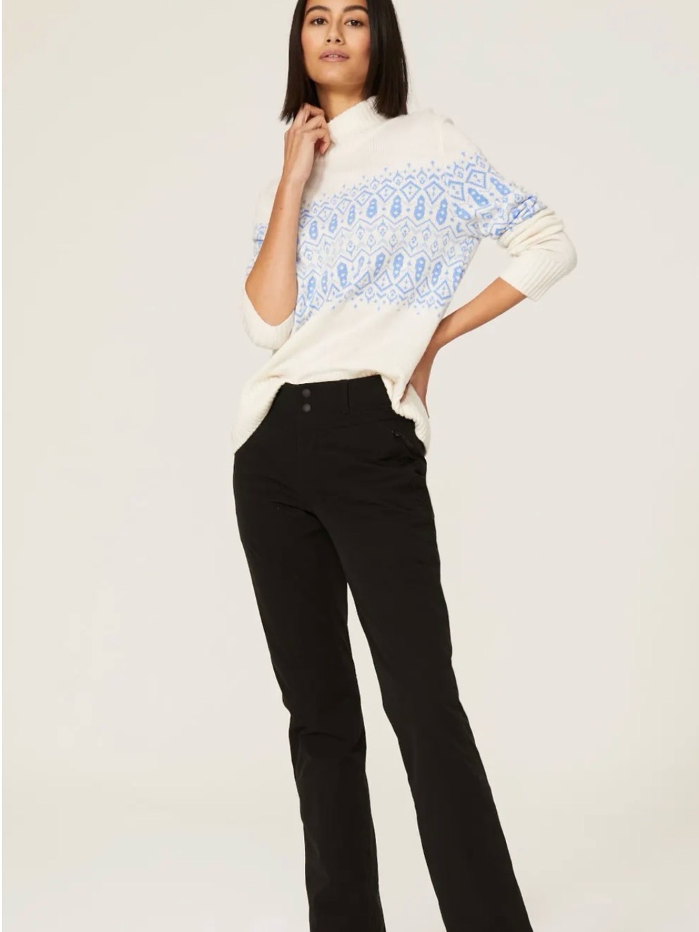 Bogner Fire + Ice Cream Knit Sweater with Light Blue & Red Trim